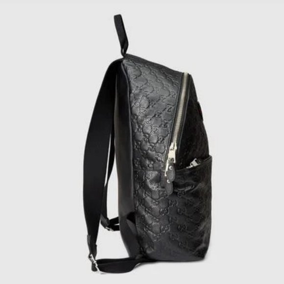 GUCCI Black Embossed Guccissima Leather Backpack main image 8